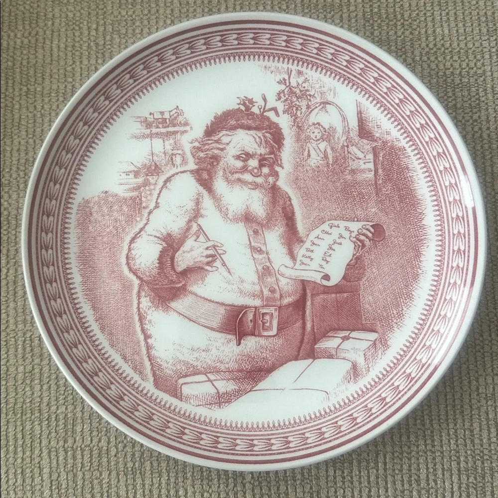 Euc set of 4 Williams Sonoma Spode Saint Nick/Santa Claus Dessert Plates